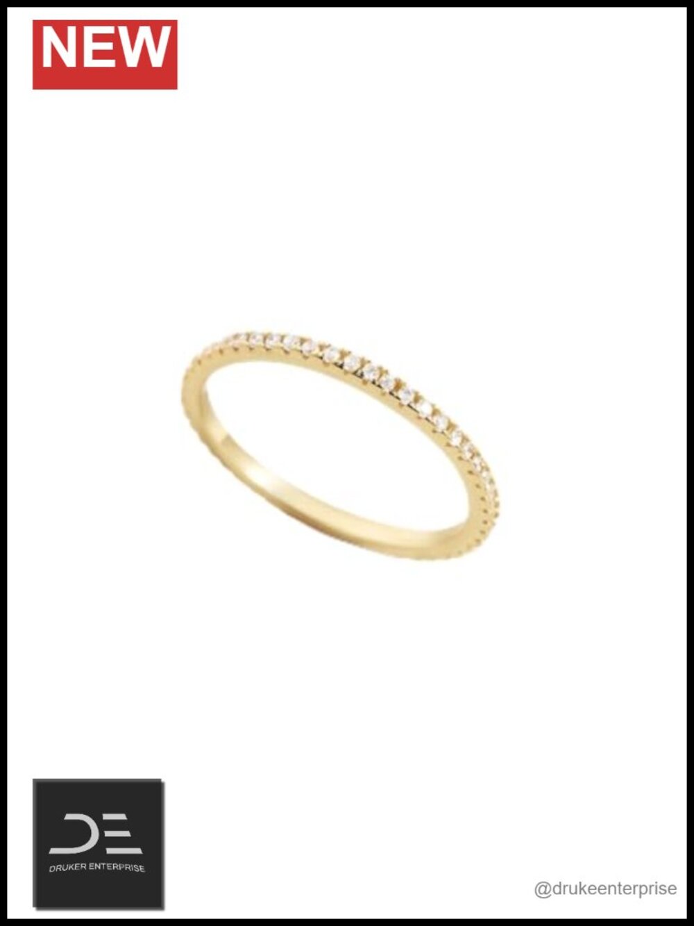 18K Gold Plated Sterling Silver Eternity Ring Stackable Non-Tarnish Jewelry